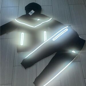 Black Nike Reflective Tech fleece Full Tracksuit Size Medium